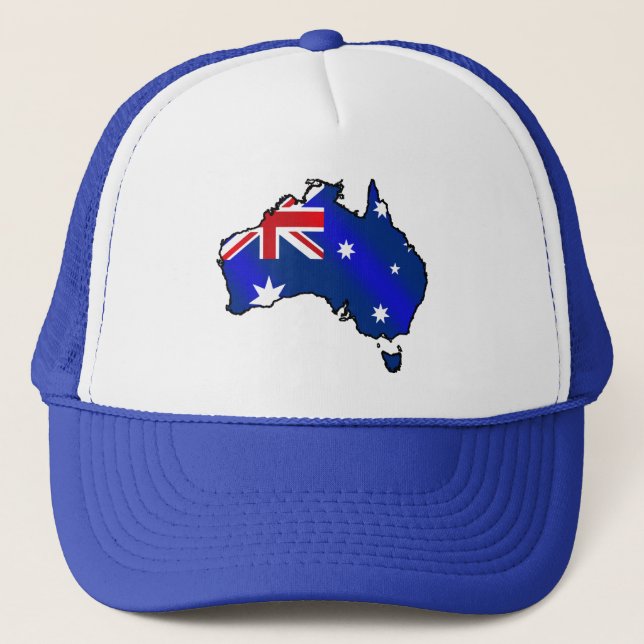 Gorra De Camionero Bandera australiana del mapa del casquillo de (Anverso)