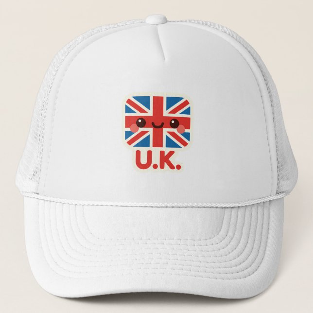 Gorra De Camionero Bandera británica Kawaii - Diseño británico bonito (Anverso)