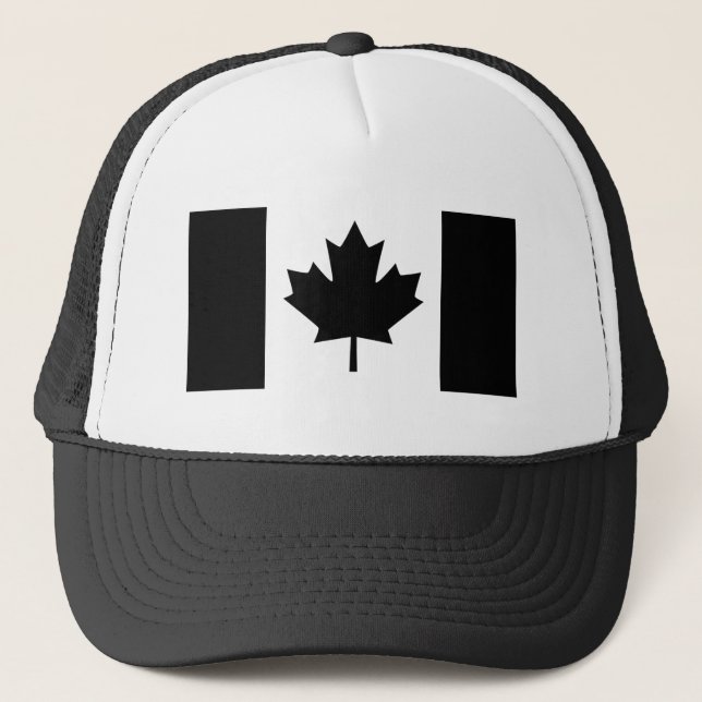 Gorra De Camionero Bandera canadiense de diseño negro (Anverso)