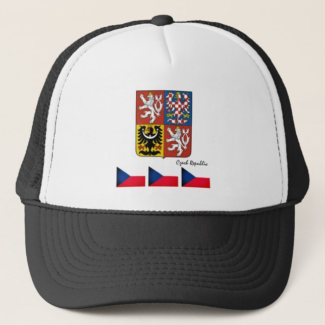 Gorra De Camionero Bandera checa, Emblem y Moda/Deporte de la Repúbli (Anverso)