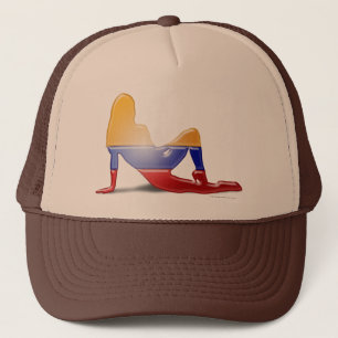 Gorra De Camionero Bandera colombiana de la silueta del chica