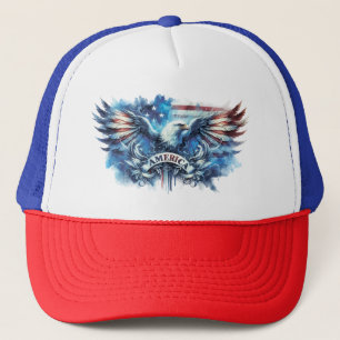 Gorra De Camionero Bandera de Águila y Estados Unidos.Patriótico.