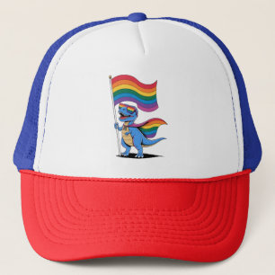 Gorra De Camionero Bandera de arcoíris LGBT Orgullo Gay Dinosaurio
