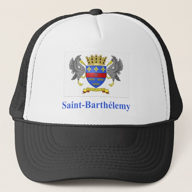 Gorra De Camionero Bandera de Barthelemy del santo con nombre en (Anverso)
