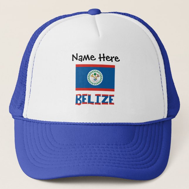 Gorra De Camionero Bandera de Belice Personalizada  (Anverso)