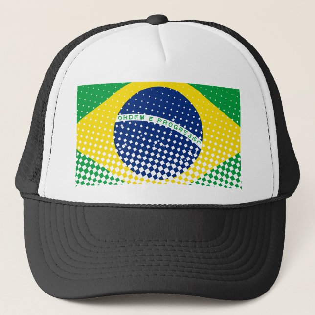 Gorra De Camionero Bandera De Brasil Con Efecto De Medio Tono (Anverso)