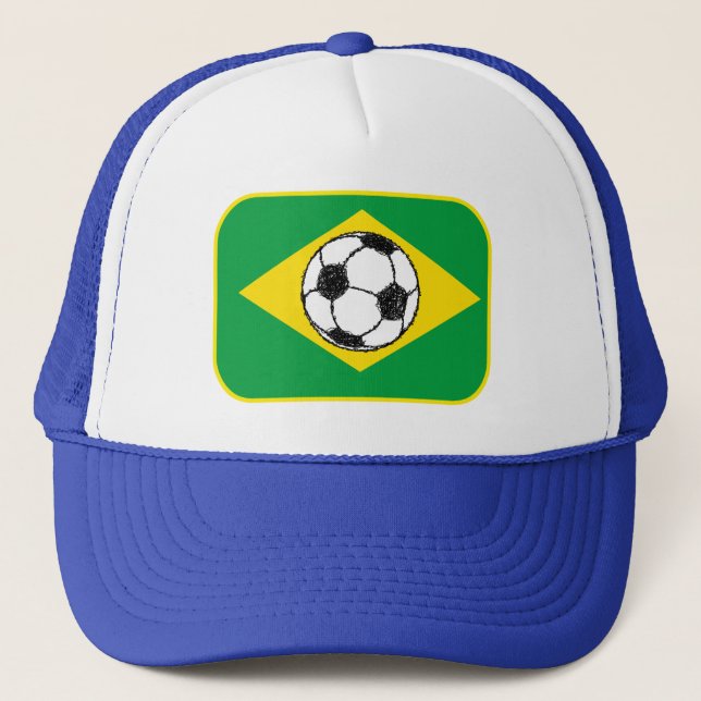 Gorra De Camionero Bandera de Brasil | Esbozo de fútbol (Anverso)