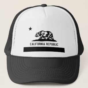 Gorra De Camionero Bandera de California con el oso en negro