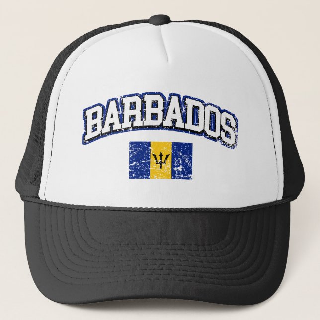 Gorra De Camionero Bandera de cosecha de Barbados (Anverso)