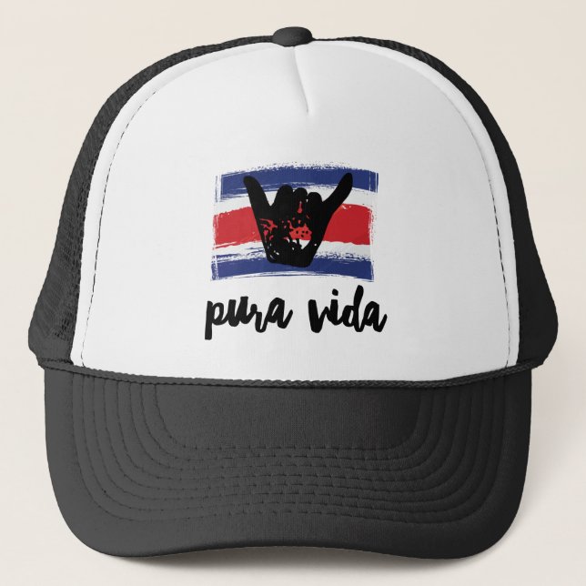 Gorra De Camionero Bandera de Costa Rica Pura Vida Shaka (Anverso)