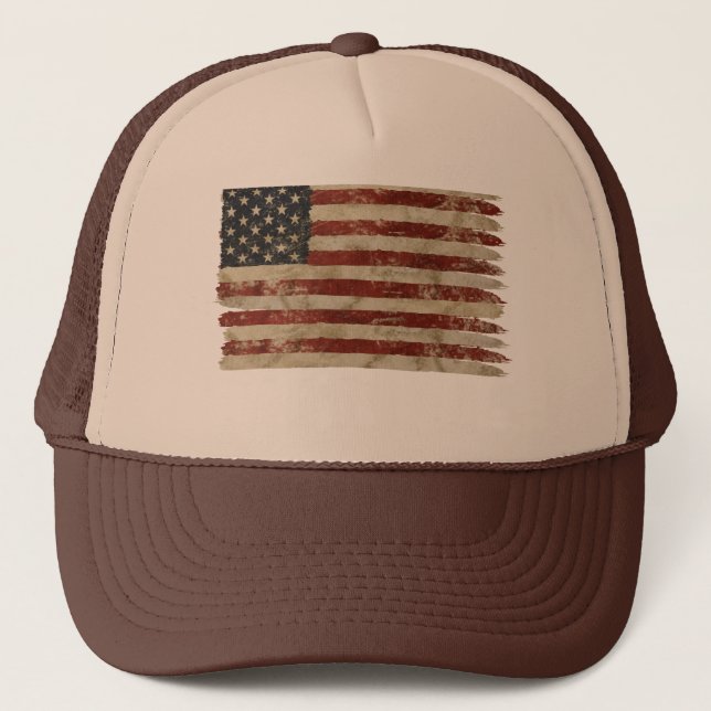 Gorra De Camionero Bandera de EE. UU. desgastada (Anverso)