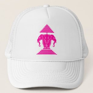 Gorra De Camionero Bandera de Erawan Pink Three Heheed Elephant Lao/L