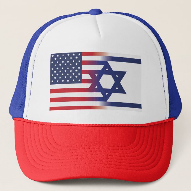 Gorra De Camionero Bandera de Estados Unidos con bandera israelí (Anverso)