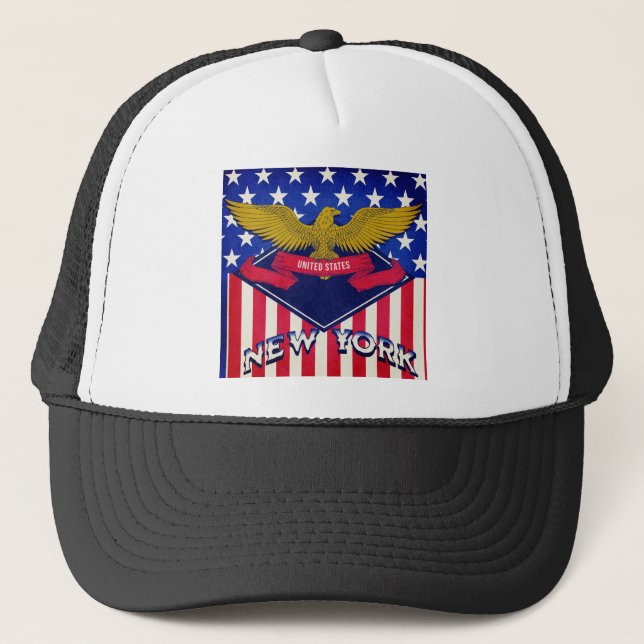 Gorra De Camionero Bandera de Estados Unidos de Nueva York (Anverso)