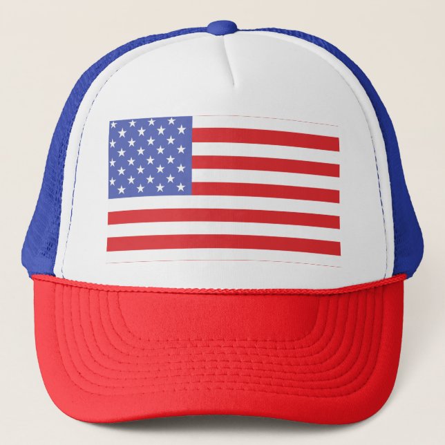Gorra De Camionero Bandera de Estados Unidos de origen rojo, blanco y (Anverso)