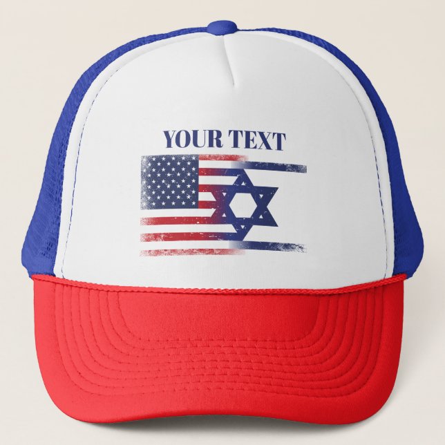 Gorra De Camionero Bandera de Estados Unidos Israel (Anverso)