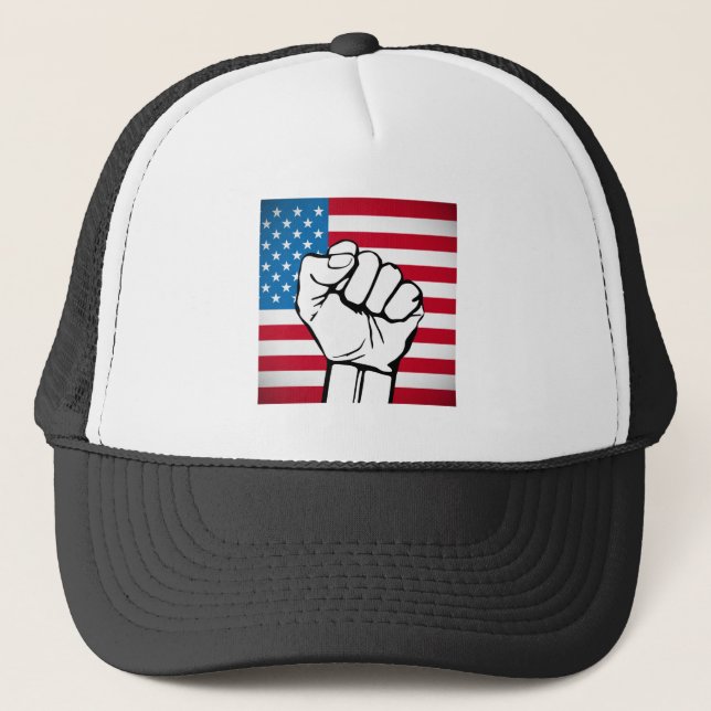 Gorra De Camionero Bandera de Estados Unidos| Puño en ascenso (Anverso)
