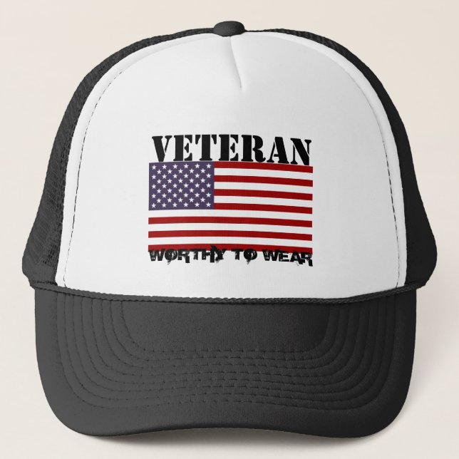 Gorra De Camionero Bandera de Estados Unidos - Veterano - Vale la pen (Anverso)