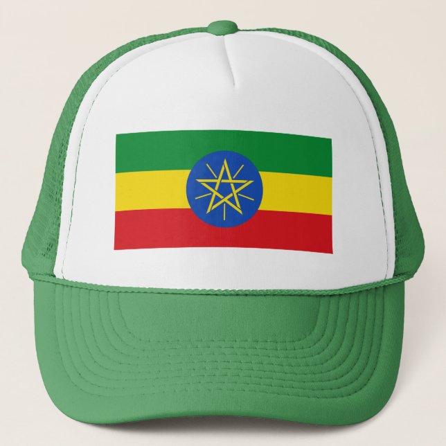 Gorra De Camionero Bandera de Etiopía patriótica (Anverso)
