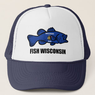 Gorra De Camionero Bandera de Fish Wisconsin