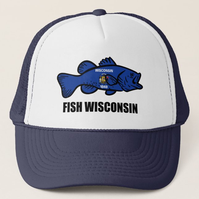 Gorra De Camionero Bandera de Fish Wisconsin (Anverso)