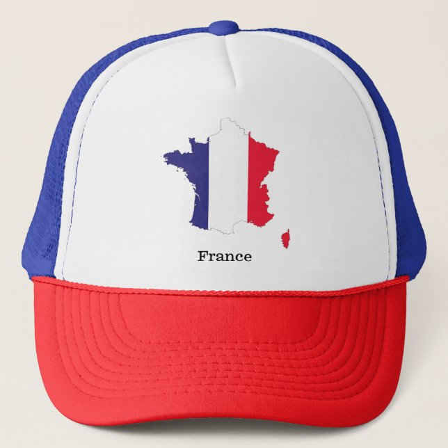 Gorra De Camionero Bandera de Francia en diseño de recuerdos de mapas (Anverso)
