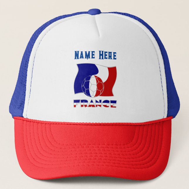 Gorra De Camionero Bandera de fútbol francesa personalizada (Anverso)