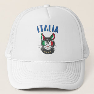 Gorra De Camionero Bandera de hincha italiana de mascota de gato de f