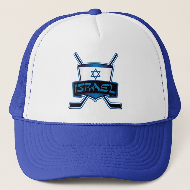 Gorra De Camionero Bandera de hockey sobre hielo de Israel (Anverso)