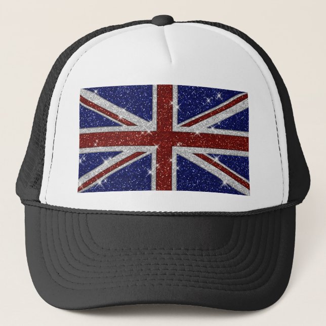 Gorra De Camionero Bandera de Jack del Sparkle Brillante Purpurinas (Anverso)