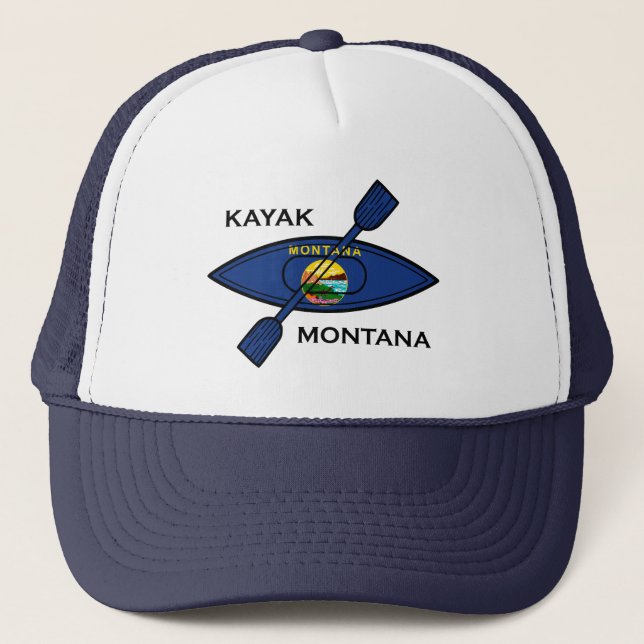 Gorra De Camionero Bandera de Kayak Montana (Anverso)