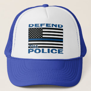 Gorra De Camionero Bandera de la línea azul-DEFEND-POLICE