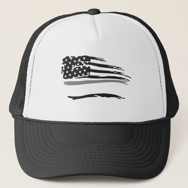 Gorra De Camionero Bandera de la línea gris de los oficiales ondulado (Anverso)
