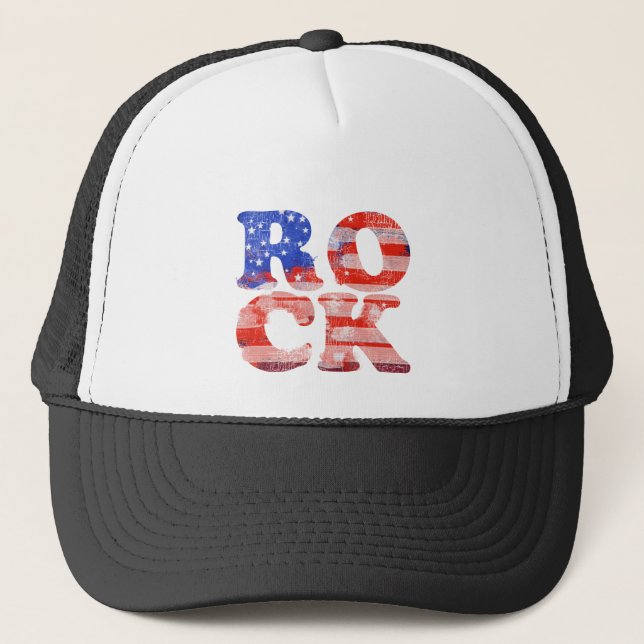 Gorra De Camionero bandera de la palabra de rock estadounidense (Anverso)