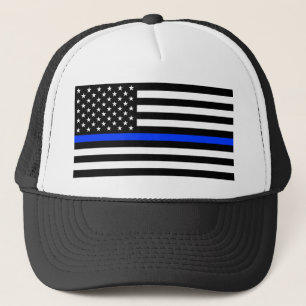 Gorra De Camionero Bandera de la policía de la delgada línea azul
