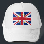 Gorra De Camionero Bandera de la Unión Europea del Reino Unido<br><div class="desc">Reino Unido,  Gran Bretaña,  Unión Jack,  Europa,  bandera de la Unión,  ue,  europa,  europa,  europa,  ingles,  ingleses,  nacionalistas,  nacionalistas,  patriotas,  británicos,  patriotistas,  patrióticos,  grandes de nuevo,  grandes,  británicos,  sindicatos,  jack,  bandera,  estrellas,  sí,  permanecen</div>