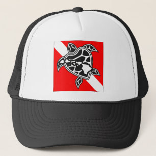 Gorra De Camionero Bandera de la zambullida de la tortuga de Hawaii