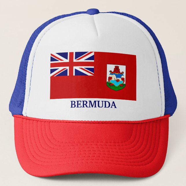 Gorra De Camionero Bandera de las Bermudas, etiquetada (Anverso)