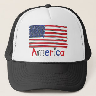 Gorra De Camionero Bandera de los NIÑOS de América los E.E.U.U.