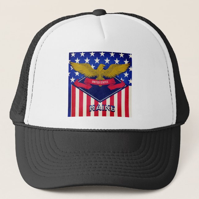 Gorra De Camionero Bandera de Maine EE. UU. (Anverso)