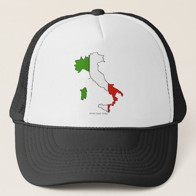 Gorra De Camionero Bandera de mapa de Italia (Anverso)