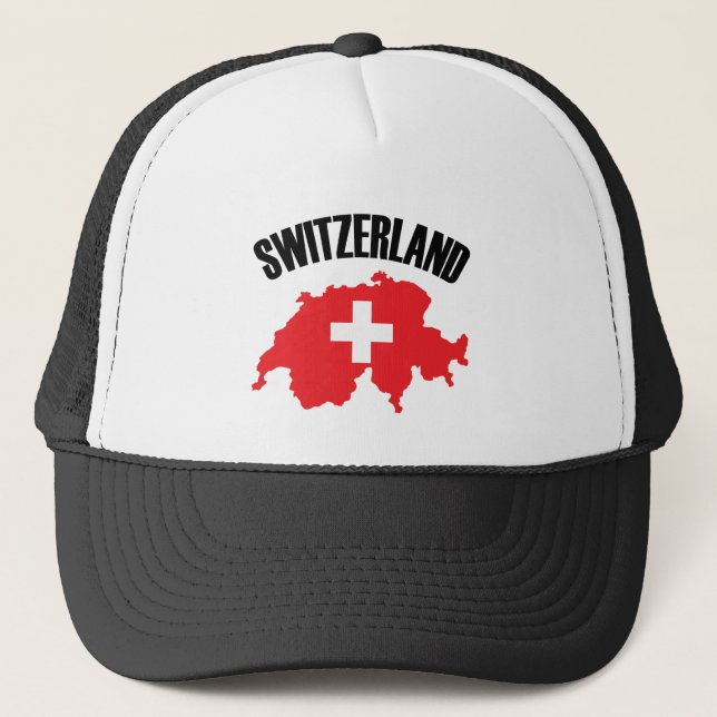 Gorra De Camionero Bandera de mapa de Suiza (Anverso)