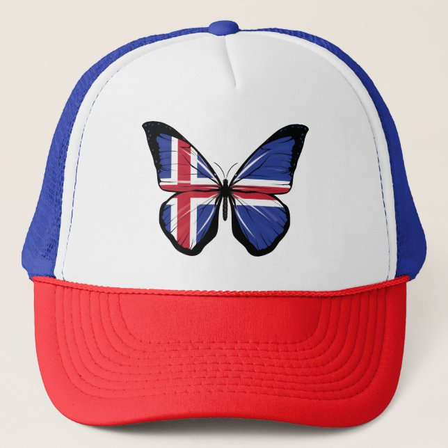 Gorra De Camionero Bandera de mariposa de Islandia (Anverso)