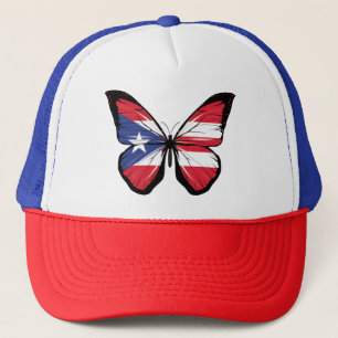 Gorra De Camionero Bandera de mariposa de Puerto Rico