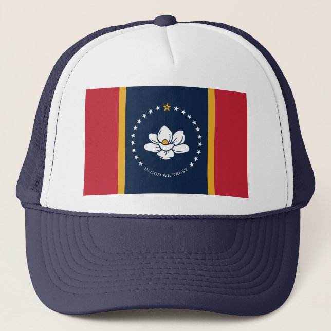 Gorra De Camionero Bandera de Misisipi - Nueva Bandera de Magnolia (Anverso)