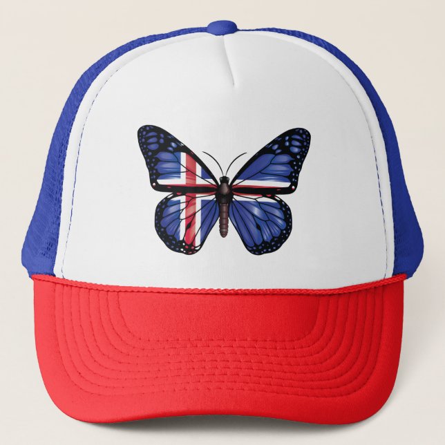 Gorra De Camionero Bandera de monarca de mariposa de Islandia (Anverso)