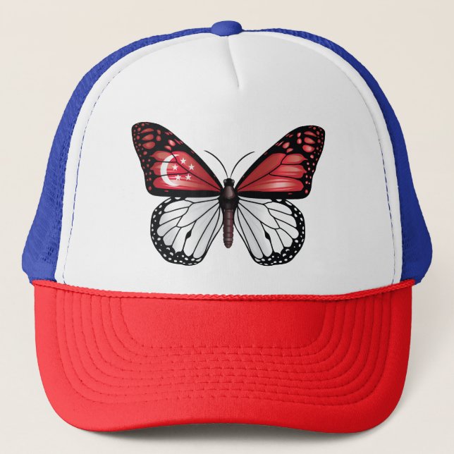 Gorra De Camionero Bandera de monarca de mariposa de Singapur camiset (Anverso)