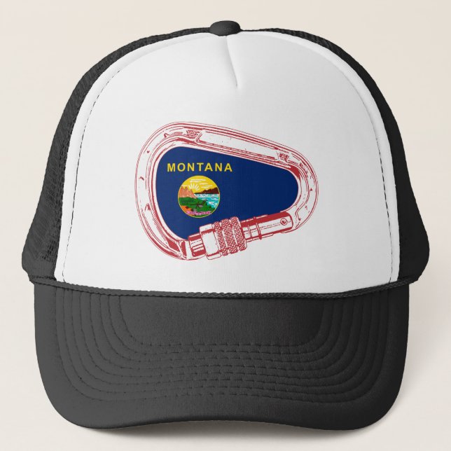 Gorra De Camionero Bandera de Montana Escalando Carabiner (Anverso)