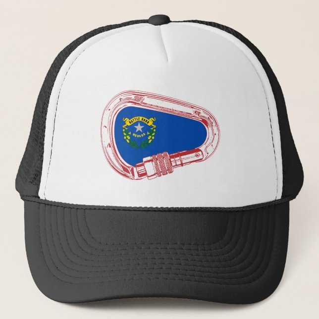 Gorra De Camionero Bandera de Nevada Escalando Carabiner (Anverso)