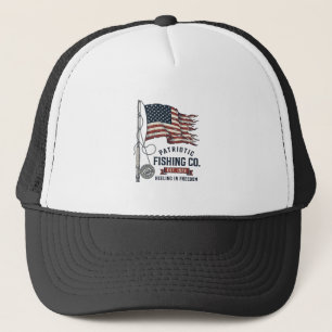 Gorra De Camionero Bandera de pesca patriótica vintage diseño vectori